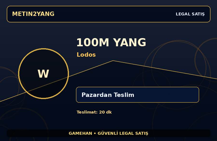 100M Yang | Lodos | Pazardan Teslim | Güvenli İşlem