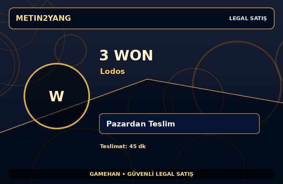 Lodos 3 Won | Pazardan Teslim | Güvenli İşlem