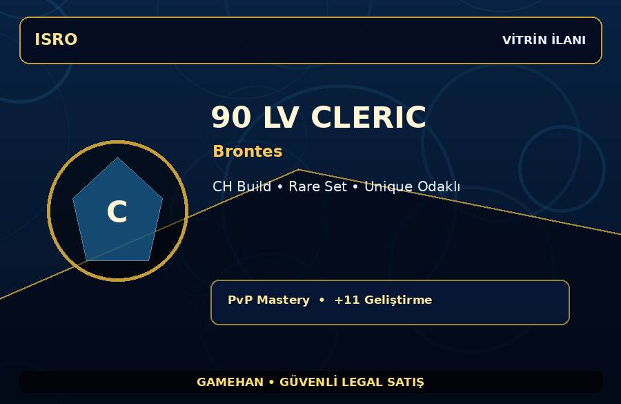 90 Lv Cleric Hesabı | Brontes | Unique Odaklı | 1000M Gold Kapasiteli