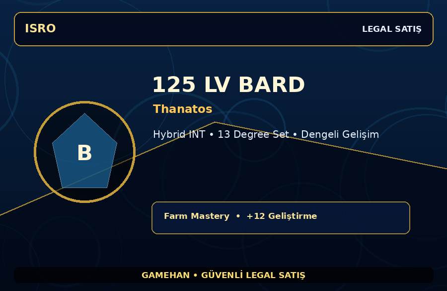 Thanatos 125 Lv Bard | Hybrid INT | +12 Set | 100M Gold Kapasiteli