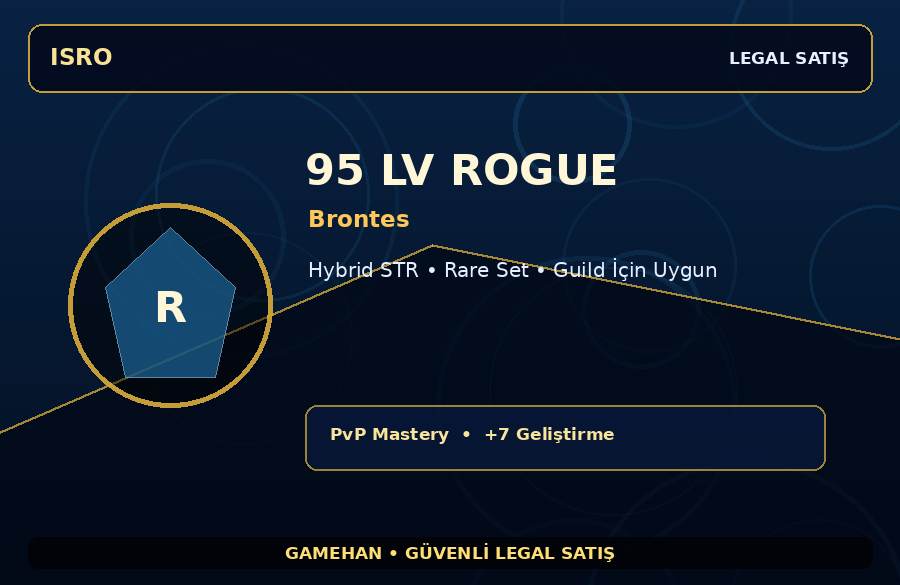 95 Lv Rogue Hesabı | Brontes | Guild İçin Uygun | 500M Gold Kapasiteli