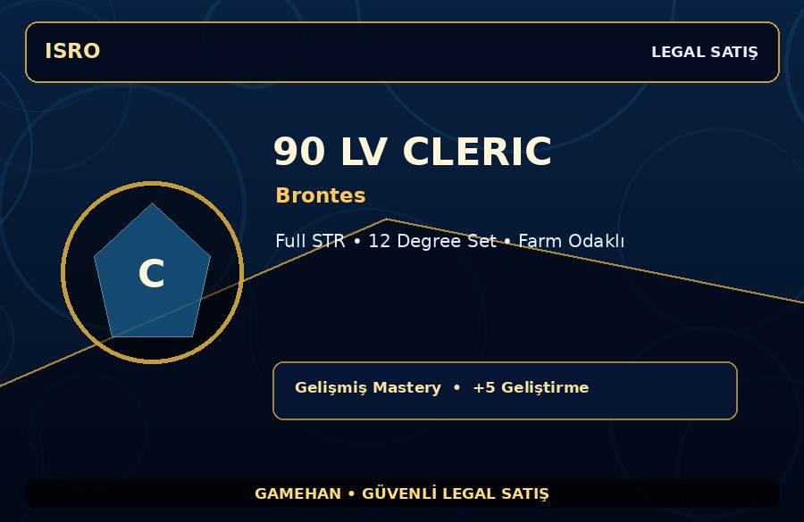 Farm Odaklı 90 Lv Cleric | Brontes | Full STR | 2000M Gold Kapasiteli
