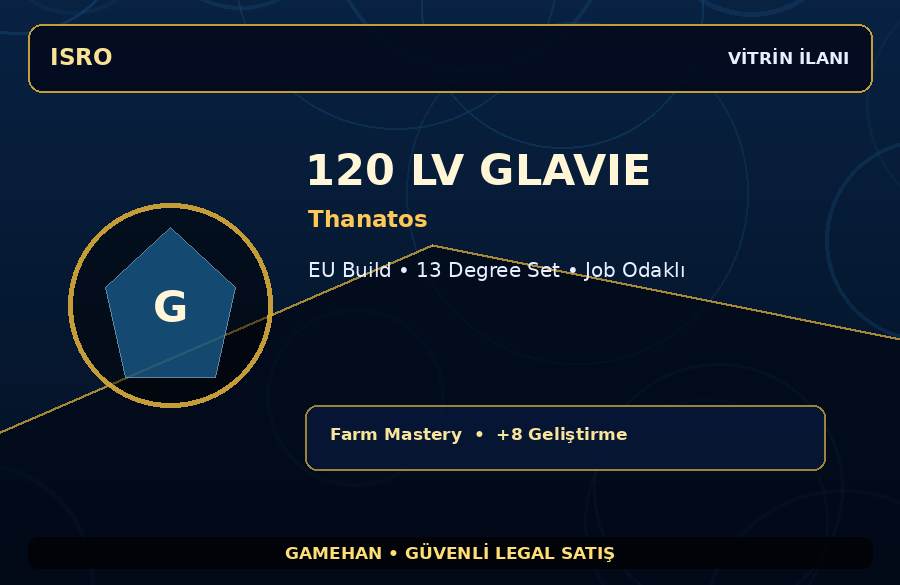 Thanatos 120 Lv Glavie | EU Build | +8 Set | 500M Gold Kapasiteli