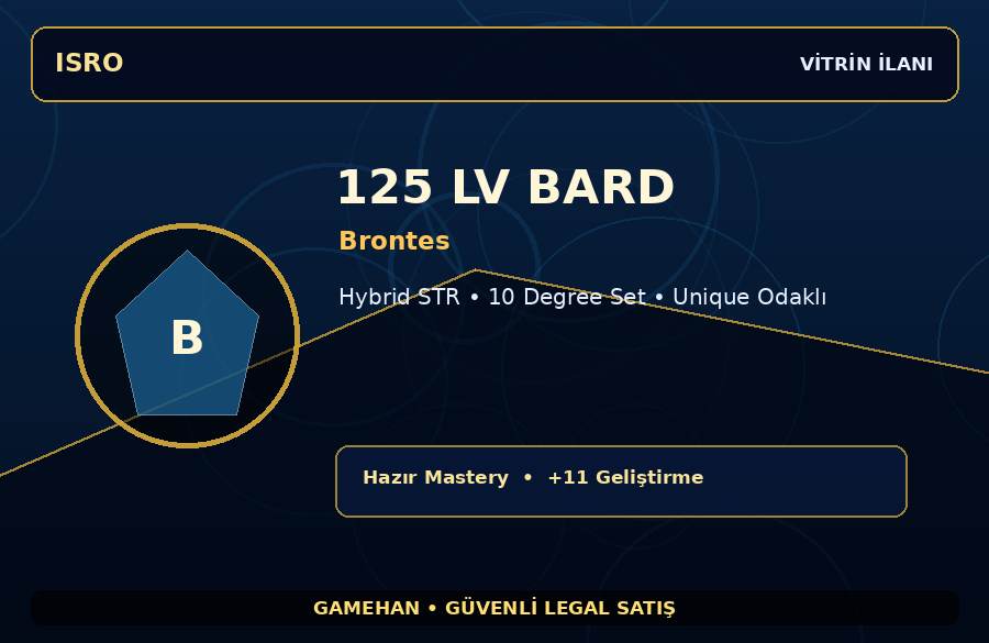 Brontes 125 Lv Bard | Hazır Mastery | 10 Degree Set | 2000M Gold Kapasiteli