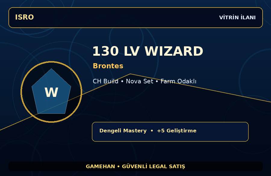 Brontes Wizard | Nova Set | 130 Level | 500M Gold Kapasiteli
