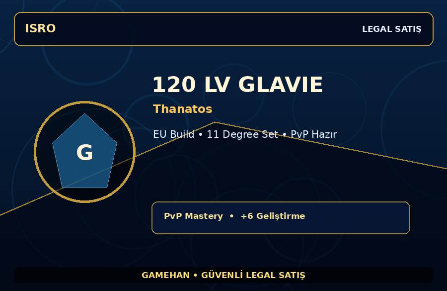 120 Lv Glavie Hesabı | Thanatos | PvP Hazır | 250M Gold Kapasiteli