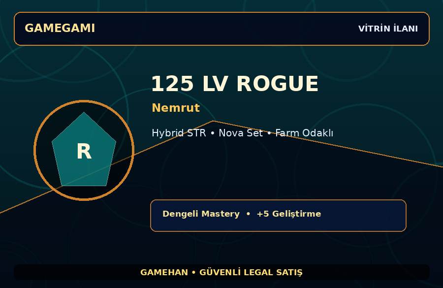 Nemrut Rogue | Nova Set | 125 Level | 250M Gold Kapasiteli
