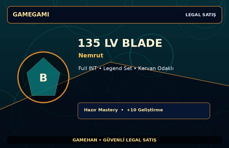 Nemrut 135 Lv Blade | Hazır Mastery | Legend Set | 250M Gold Kapasiteli