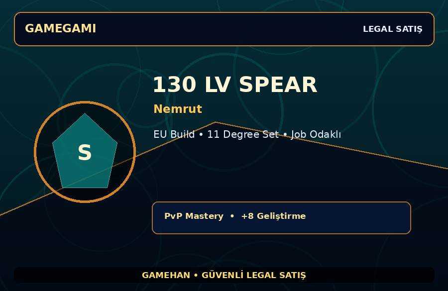 130 Lv Spear Hesabı | Nemrut | Job Odaklı | 1500M Gold Kapasiteli