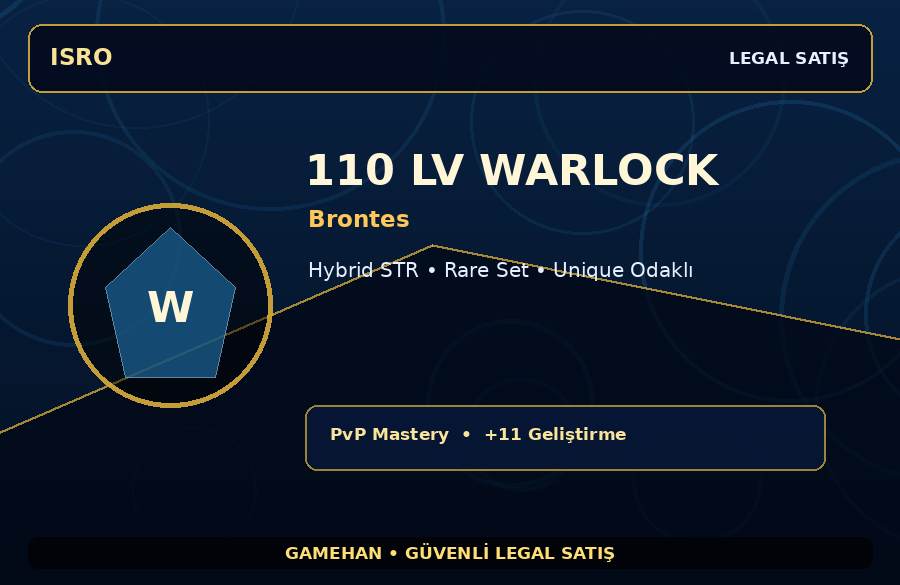 110 Lv Warlock Hesabı | Brontes | Unique Odaklı | 750M Gold Kapasiteli