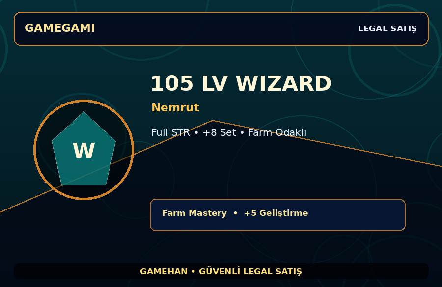 Nemrut 105 Lv Wizard | Full STR | +5 Set | 750M Gold Kapasiteli