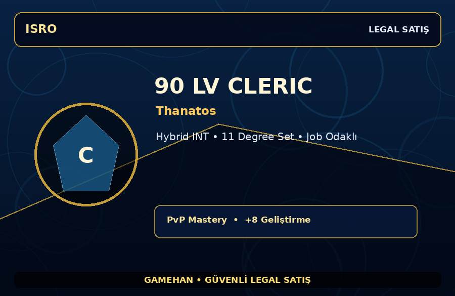 90 Lv Cleric Hesabı | Thanatos | Job Odaklı | 500M Gold Kapasiteli