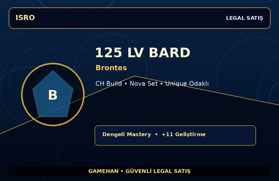 Brontes Bard | Nova Set | 125 Level | 100M Gold Kapasiteli