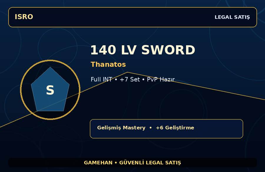 PvP Hazır 140 Lv Sword | Thanatos | Full INT | 2000M Gold Kapasiteli