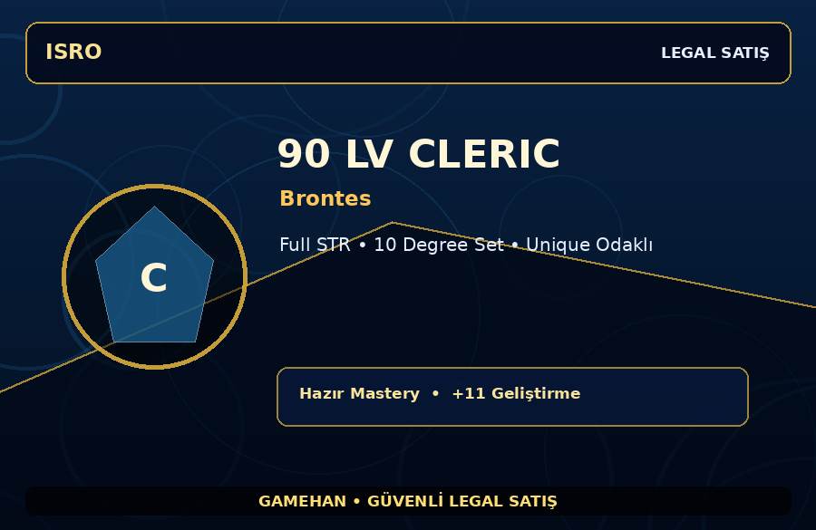 Brontes 90 Lv Cleric | Hazır Mastery | 10 Degree Set | 1500M Gold Kapasiteli