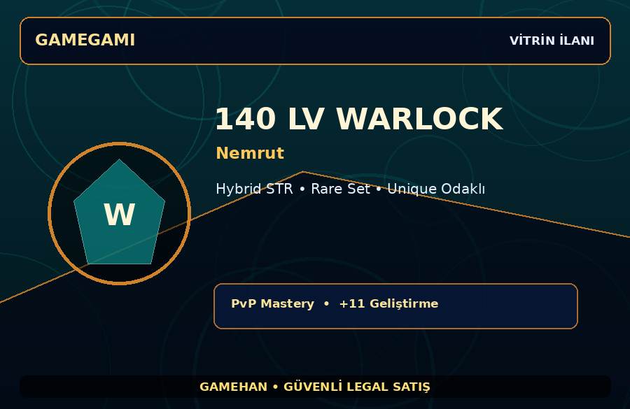 140 Lv Warlock Hesabı | Nemrut | Unique Odaklı | 750M Gold Kapasiteli