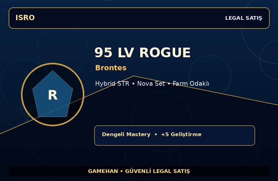 Brontes Rogue | Nova Set | 95 Level | 250M Gold Kapasiteli