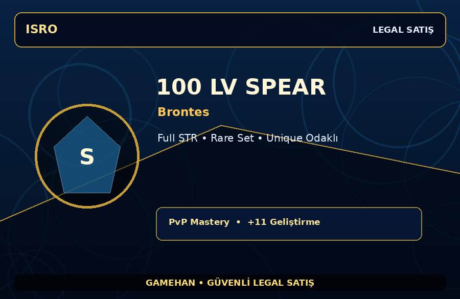 100 Lv Spear Hesabı | Brontes | Unique Odaklı | 100M Gold Kapasiteli