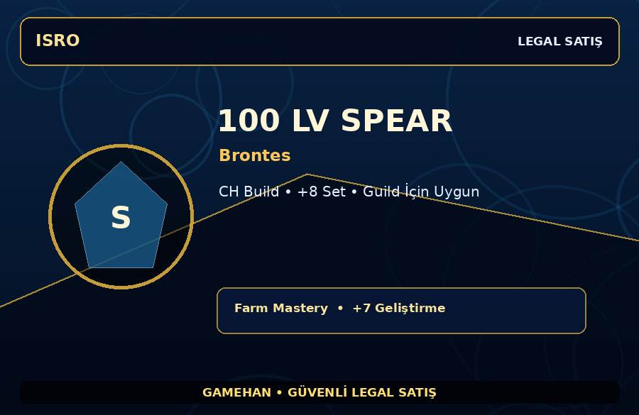 Brontes 100 Lv Spear | CH Build | +7 Set | 1000M Gold Kapasiteli