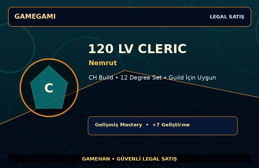Guild İçin Uygun 120 Lv Cleric | Nemrut | CH Build | 500M Gold Kapasiteli