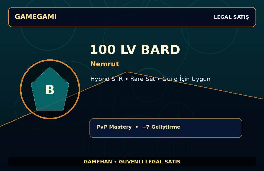 100 Lv Bard Hesabı | Nemrut | Guild İçin Uygun | 1000M Gold Kapasiteli