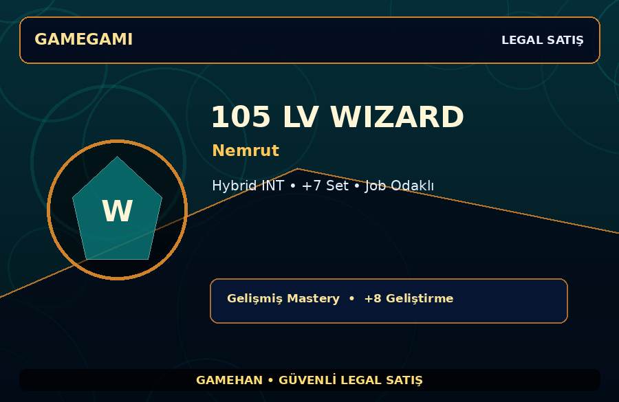 Job Odaklı 105 Lv Wizard | Nemrut | Hybrid INT | 2000M Gold Kapasiteli
