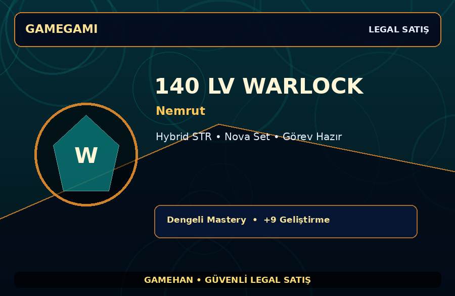 Nemrut Warlock | Nova Set | 140 Level | 500M Gold Kapasiteli