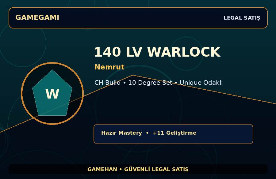Nemrut 140 Lv Warlock | Hazır Mastery | 10 Degree Set | 1000M Gold Kapasiteli