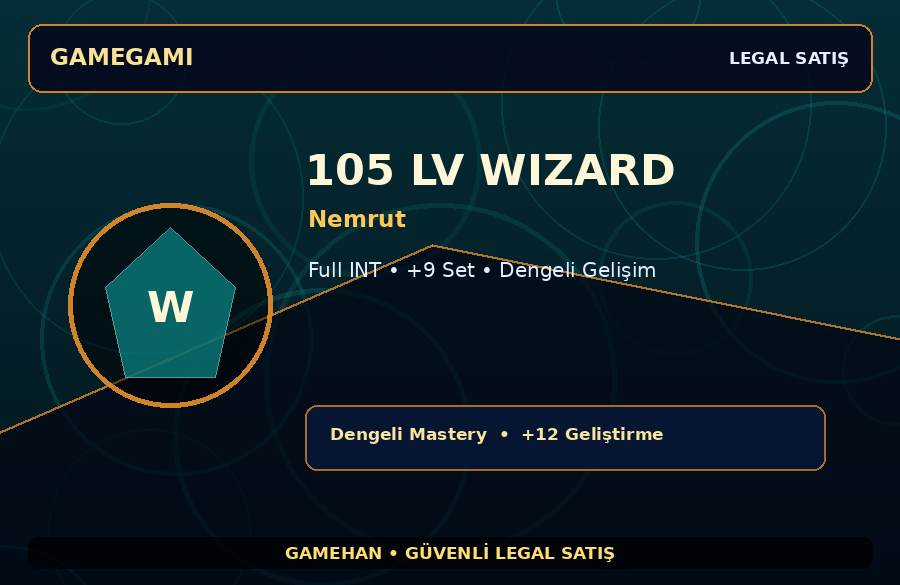 Nemrut Wizard | +9 Set | 105 Level | 750M Gold Kapasiteli