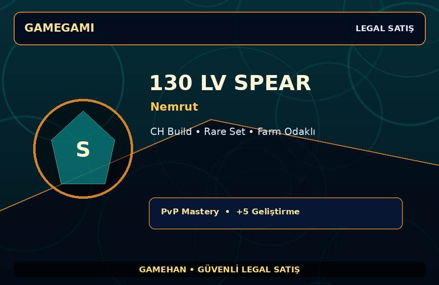 130 Lv Spear Hesabı | Nemrut | Farm Odaklı | 750M Gold Kapasiteli