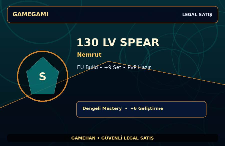 Nemrut Spear | +9 Set | 130 Level | 1000M Gold Kapasiteli