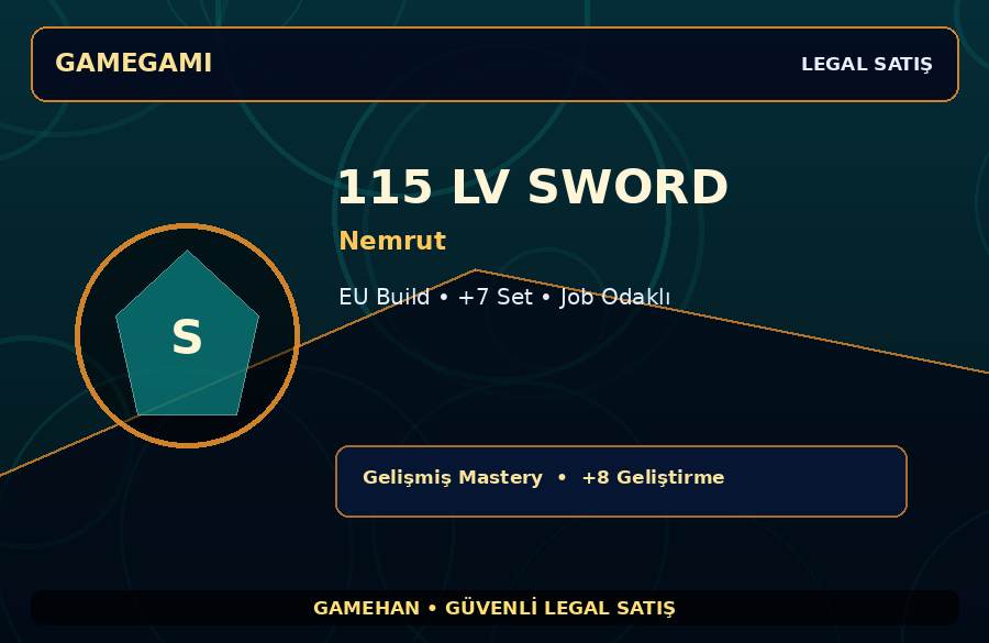 Job Odaklı 115 Lv Sword | Nemrut | EU Build | 500M Gold Kapasiteli