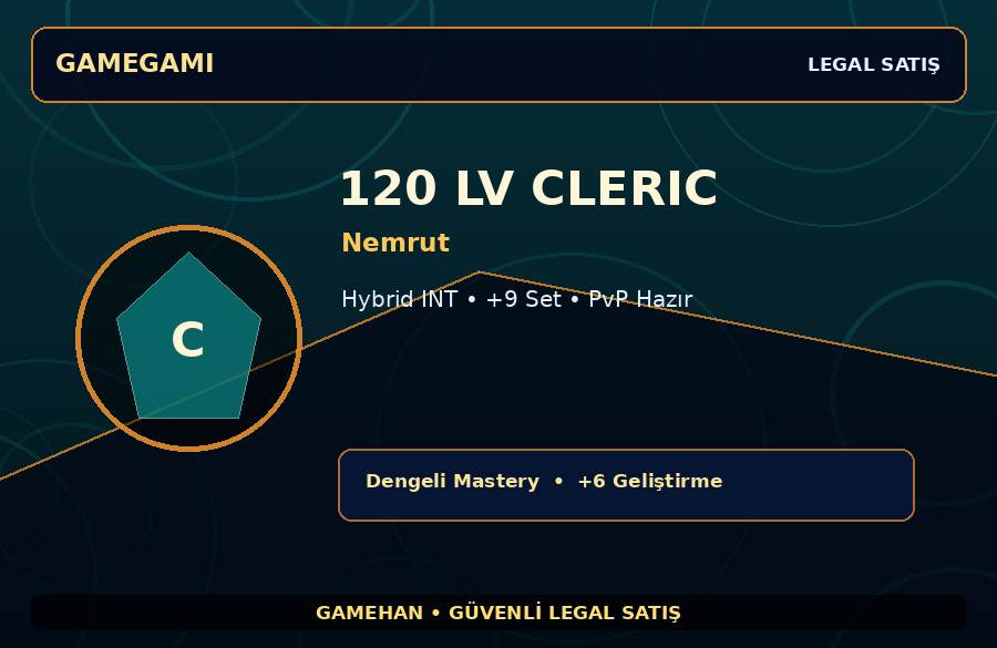 Nemrut Cleric | +9 Set | 120 Level | 250M Gold Kapasiteli