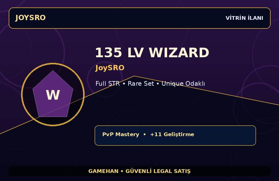 135 Lv Wizard Hesabı | JoySRO | Unique Odaklı | 500M Gold Kapasiteli