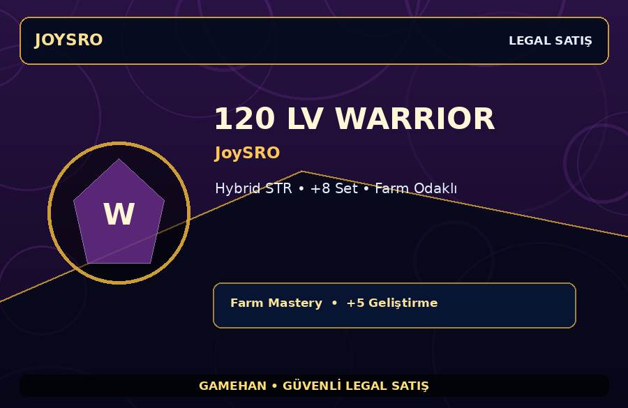JoySRO 120 Lv Warrior | Hybrid STR | +5 Set | 250M Gold Kapasiteli