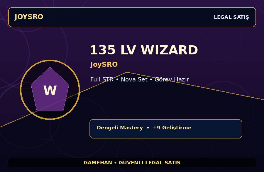 JoySRO Wizard | Nova Set | 135 Level | 250M Gold Kapasiteli