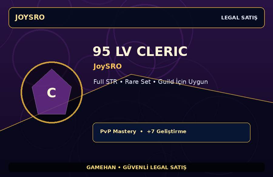 95 Lv Cleric Hesabı | JoySRO | Guild İçin Uygun | 750M Gold Kapasiteli