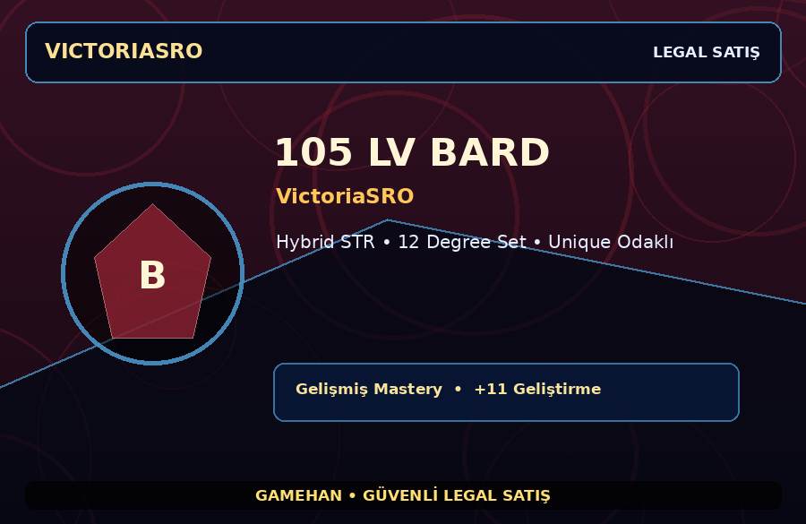 Unique Odaklı 105 Lv Bard | VictoriaSRO | Hybrid STR | 500M Gold Kapasiteli