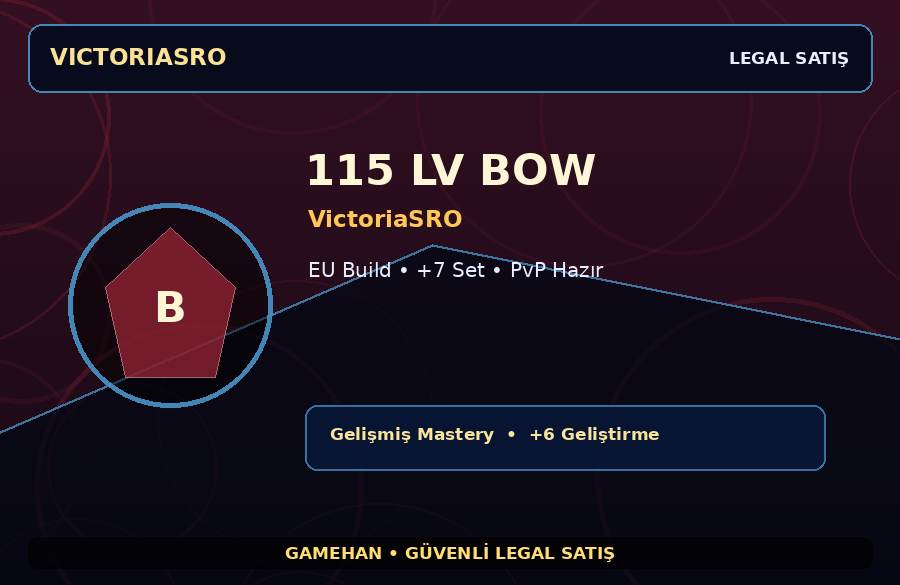 PvP Hazır 115 Lv Bow | VictoriaSRO | EU Build | 100M Gold Kapasiteli