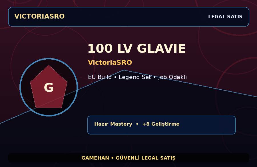 VictoriaSRO 100 Lv Glavie | Hazır Mastery | Legend Set | 1500M Gold Kapasiteli