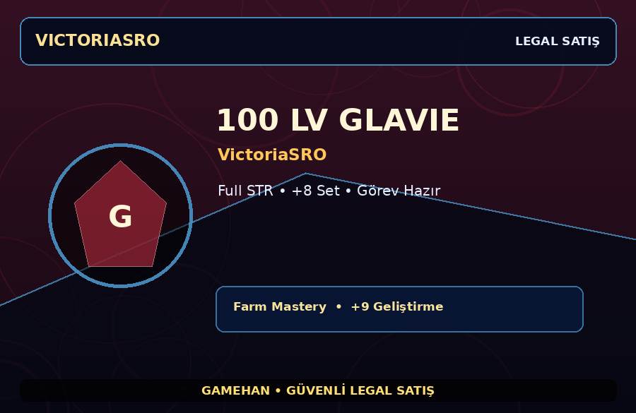 VictoriaSRO 100 Lv Glavie | Full STR | +9 Set | 2000M Gold Kapasiteli