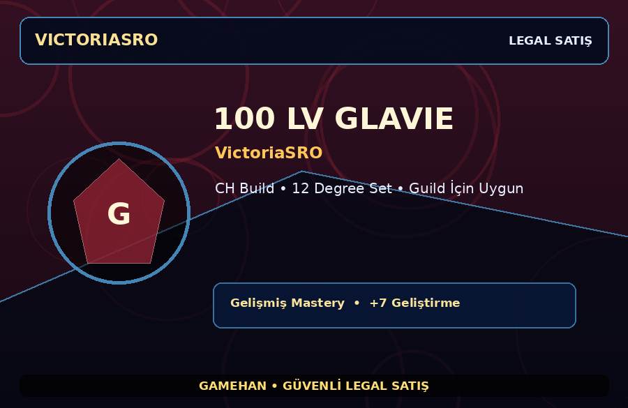 Guild İçin Uygun 100 Lv Glavie | VictoriaSRO | CH Build | 1000M Gold Kapasiteli