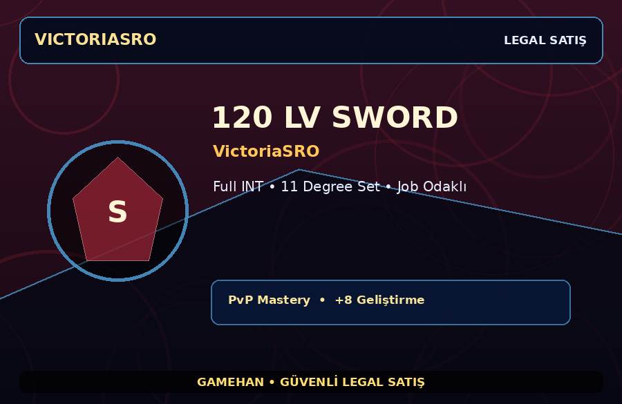 120 Lv Sword Hesabı | VictoriaSRO | Job Odaklı | 750M Gold Kapasiteli