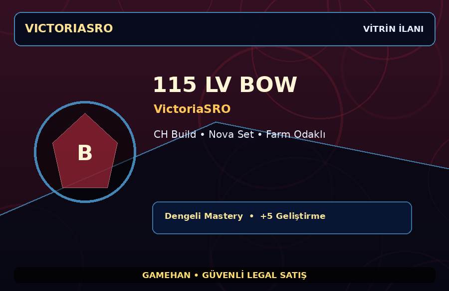 VictoriaSRO Bow | Nova Set | 115 Level | 2000M Gold Kapasiteli