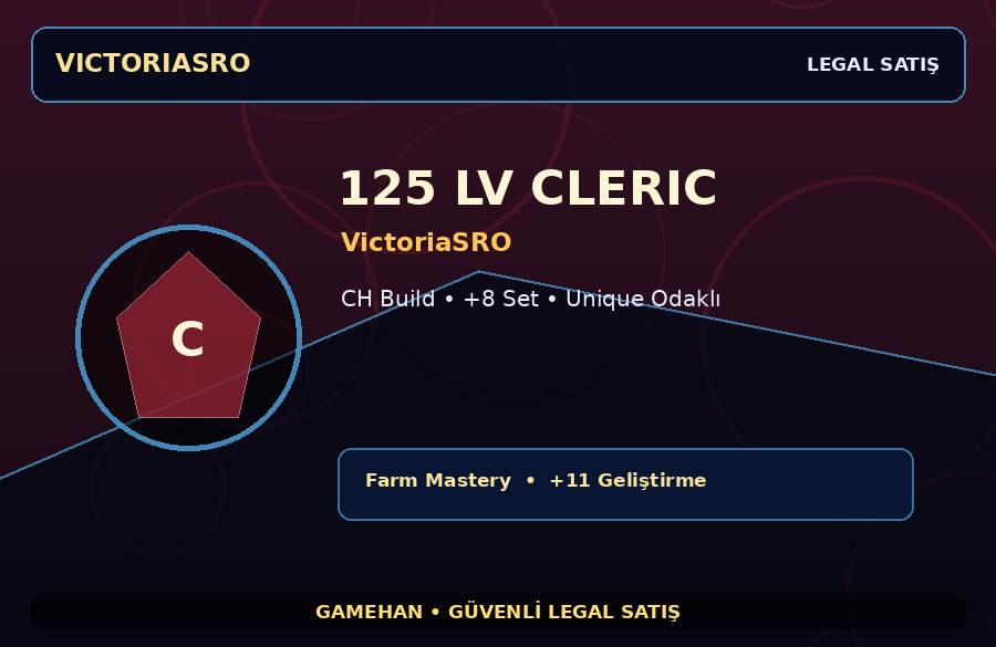 VictoriaSRO 125 Lv Cleric | CH Build | +11 Set | 100M Gold Kapasiteli