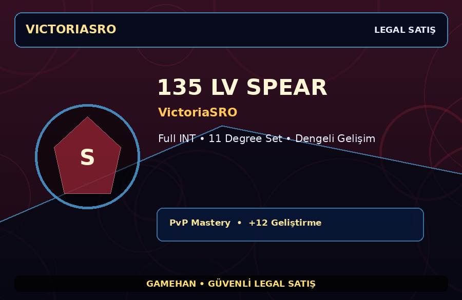 135 Lv Spear Hesabı | VictoriaSRO | Dengeli Gelişim | 1000M Gold Kapasiteli