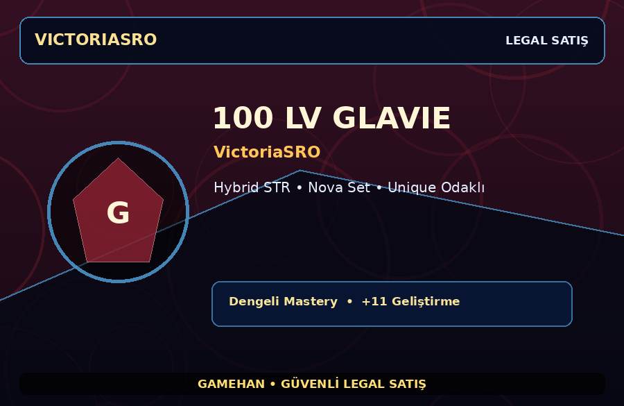 VictoriaSRO Glavie | Nova Set | 100 Level | 250M Gold Kapasiteli