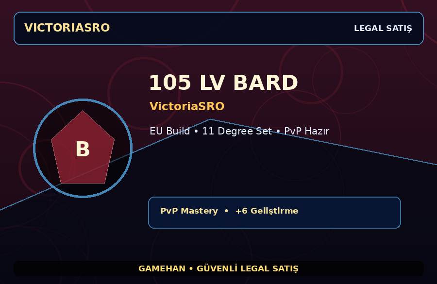 105 Lv Bard Hesabı | VictoriaSRO | PvP Hazır | 1500M Gold Kapasiteli