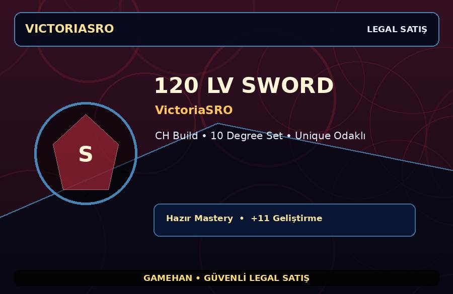 VictoriaSRO 120 Lv Sword | Hazır Mastery | 10 Degree Set | 2000M Gold Kapasiteli