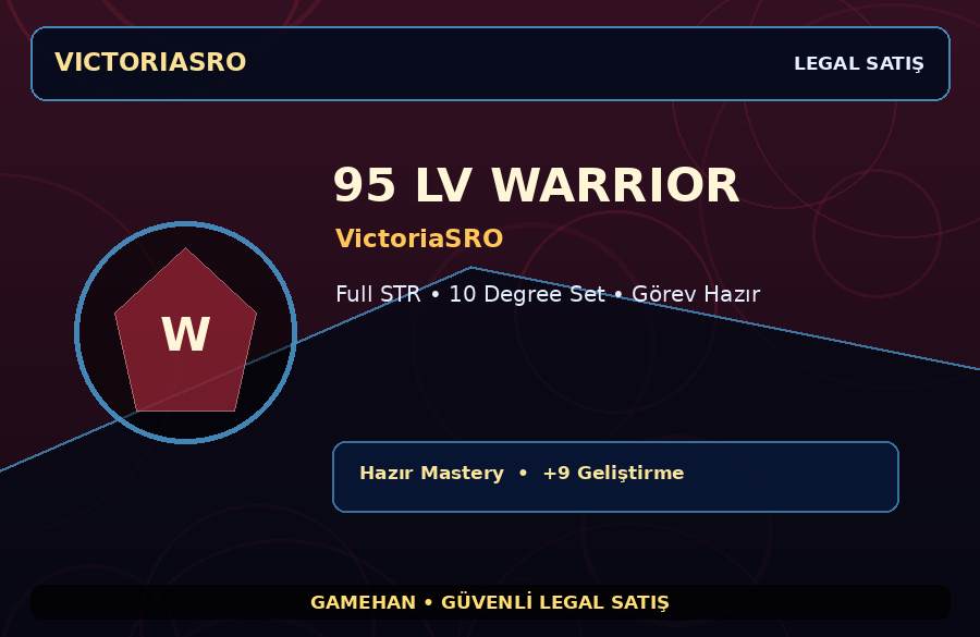 VictoriaSRO 95 Lv Warrior | Hazır Mastery | 10 Degree Set | 1500M Gold Kapasiteli